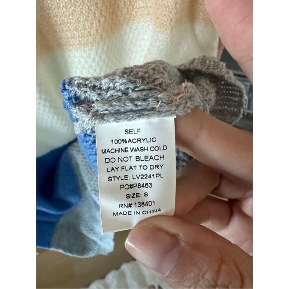 Pink Lily lightweight color block spring color crewneck sweater Womens small Pea - Picture 7 of 7